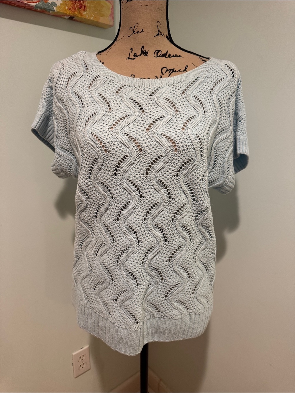 Croft & Barrow size medium Light Blue Short-Sleeve Knit Top - Women's